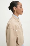 Answear Lab jacheta de bumbac culoarea bej, de tranzitie, oversize