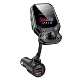 Modulator FM, cu microfon incorporat, Bluetooth, USB Mp3 Player, afiseaza tensiunea bateriei, ecran color, negru