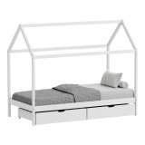 Cumpara ieftin Pat pentru copii Mellin, Pako World, 2 sertare, Alb, 90x190 cm