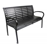 Banca de gradina, plastic, structura metal, maro inchis, 125x60x80&nbsp;cm, Garden Line