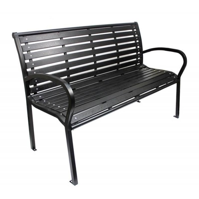 Banca de gradina, plastic, structura metal, maro inchis, 125x60x80&nbsp;cm, Garden Line
