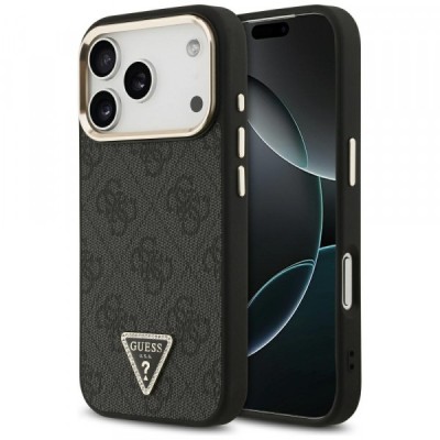 Husa MagSafe pentru Apple iPhone 17 Pro Max, Guess, 4G Triangle Diamond Logo, Neagra foto