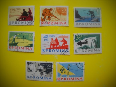 HOPCT LOT NR 245 PESCUITUL SPORTIV 1962 -8 TIMBRE VECHI-STAMPILAT ROMANIA foto