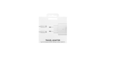 Incarcator retea Super Fast Travel Charger, 45W, USB-C + cablu USB C to USB C, 5A pentru Samsung, Alb, Blister foto