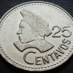 Moneda exotica 25 CENTAVOS - GUATEMALA, anul 1988 * cod 522 = UNC MODEL MARE