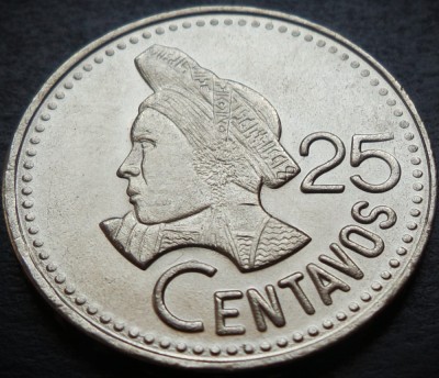 Moneda exotica 25 CENTAVOS - GUATEMALA, anul 1988 * cod 522 = UNC MODEL MARE foto