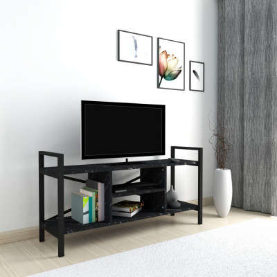 Fernsehtisch Oster&amp;oslash;y 61x120x35cm Marmoroptik, schwarz [en.casa] HausGarden Leisure foto