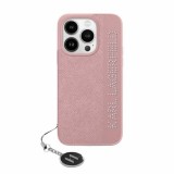 Husa originala iPhone 15 Pro Max Karl Lagerfeld Saffiano, Rhinestones&amp;Charm, roz, KLHCP15XPSAKDGCP