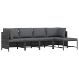 vidaXL Set mobilier de grădină cu perne, 4 piese, gri, poliratan 313502