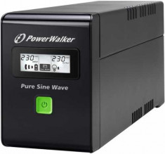 UPS line interactiv, Pure Sine Wave, 600VA 360W, iesire 3x IEC, RJ-11 RJ45, baterie 12V 7Ah, Powerwalker foto