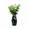 Aranjament floral decorativ, vaza din ceramica 14 cm si floare artificiala, negru