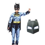 Costum Batman Muschi LED, Marime S (3-5 Ani, 90-110 cm), Aniversare/Petrecere Copii, Baieti, Poliester, Masca Inclusa