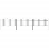 VidaXL Gard de grădină cu v&acirc;rf curbat, negru, 5,1 x 0,8 m, oțel
