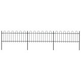 vidaXL Gard de grădină cu v&acirc;rf curbat, negru, 5,1 x 0,8 m, oțel