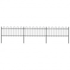 vidaXL Gard de grădină cu vârf curbat, negru, 5,1 x 0,8 m, oțel