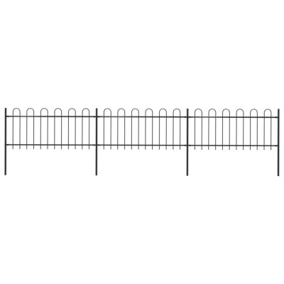 vidaXL Gard de grădină cu v&amp;acirc;rf curbat, negru, 5,1 x 0,8 m, oțel foto