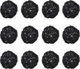 Set de 12 bile decorative Kidlearn, ratan, negru, 6.8 cm