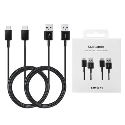 Samsung (2 Pack) Original Cablu de date (EP-DG930MBEGWW) USB-A to Type-C 2A, 480Mbps, 1.5m Negru (Blister Packing) foto