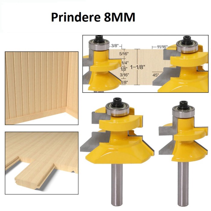Set 2 Freze Lambriu/parchet lamba uluc/ nut feder prindere 8mm
