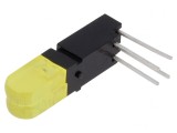 LED Galben cu 2 Diode 20mA 100&deg; 25-50mcd