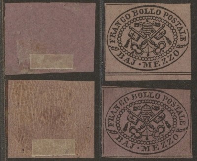 Italy Papal State 1852 2 x Coat of arms 1/2 BAJ Mi.1d MH AM.564 foto