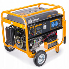 Generator curent electric 6500 W, 6,5 KW, 220 V, Pornire la Cheie, Automata, Roti si Manere, stabilizator de tensiune (AVR), monofazat, protectie supr