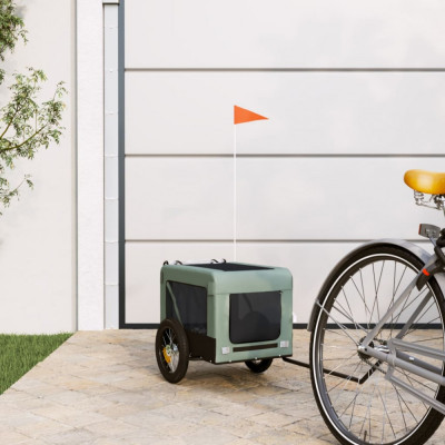 vidaXL Remorcă bicicletă animale companie gri/negru textil oxford/fier foto