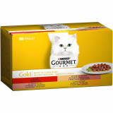 Cumpara ieftin GOURMET GOLD cu Vita, Curcan si Rata, Somon si Pui, Pui si Ficat, 4 x 85 g