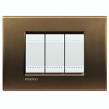 PLACA ORNAMENT, 3 MODULE, BRONZ, LIVING LIGHT, BTICINO