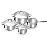 Cumpara ieftin Set 4 Oale Inox cu Capac Sticla Perfect Home Deluxe: 5.5L, 3L, 2L, Cratita 2L, Inductie, Gaz, Halogen, Ceramica, Electric