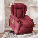 VidaXL Fotoliu rabatabil de masaj cu ridicare, roșu vin, textil