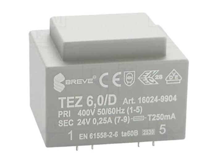 Transformator &icirc;ncapsulat 6VA 24V PCB