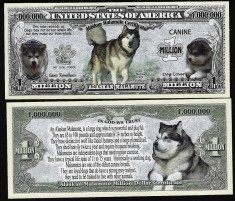 !!! SUA = FANTASY NOTE = MALAMUT DE ALASKA - 2018 - UNC / SERIA DOG LOVER