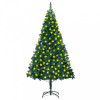 Brad de Crăciun artificial cu LED-uri&amp;ramuri groase, verde, 210 cm