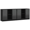 Biblioteca cu usi, negru, 204x37x75 cm, lemn compozit