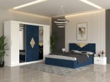 Dormitor Alessa Albastru Dressing 250 Si Pat cu 2 Noptiere Ofertă limitată