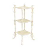 Etajera patrata pentru flori cu trei rafturi antik white MB-67