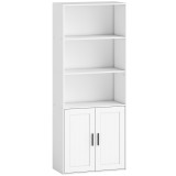 HOMCOM Bibliotecă cu Rafturi Deschise și Dulap cu Raft Reglabil Alb | Aosom Romania