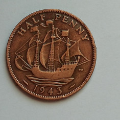 M3 C50 - Moneda foarte veche - Anglia - Half penny - 1943