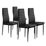 Set 4 Scaune Homelux Piele Ecologica Neagra Spatar Inalt Ergonomic 98cm Inaltime Picioare Otel 120kg