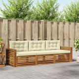 vidaXL Set de canapele de exterior cu pernă 3 pcs Natural și Crem 3372945