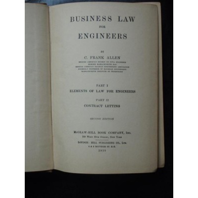 BUSINESS LAW FOR ENGINEERS - C. FRANK ALLEN foto