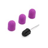 Cumpara ieftin Set suport si 3 bucati smirghel rezerva pentru freza unghii, 13*19mm, liliac, granulatie 80, Global Fashion