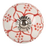 Cumpara ieftin Buton mobilier ceramica alba rosie &Oslash; 4x4 cm / S4 cm