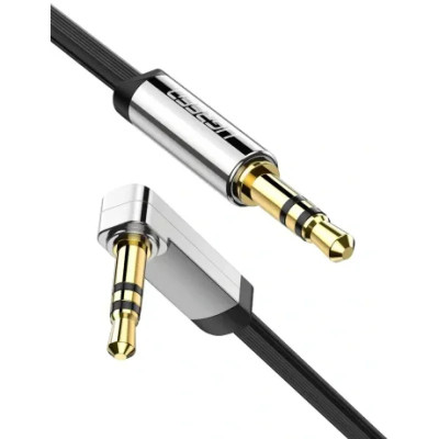 Cablu Audio Angled Flat Jack 3.5mm Ugreen 0.5m Negru foto