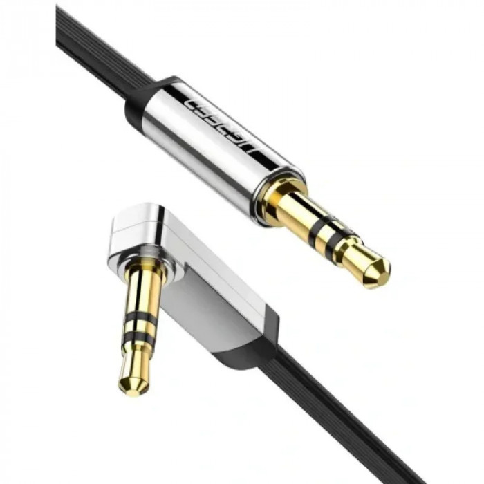 Cablu Audio Angled Flat Jack 3.5mm Ugreen 1m Negru