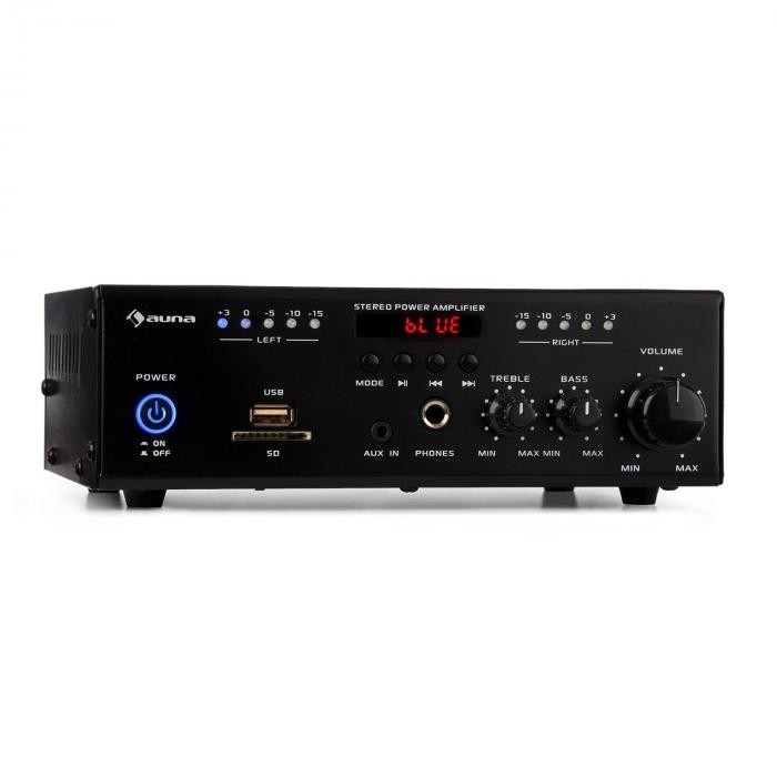 Auna AMP3 BT, mini amplificator stereo, bluetooth, telecomandă, negru Auna AMP3 BT, mini amplificator stereo, bluetooth, telecomandă, negru