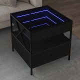 Cumpara ieftin Măsuță de cafea cu LED infinity, negru, 50x50x51 cm