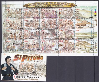 DB1 Pictura Povesti Populare Legende Indonezia 2001 SS + MS MNH foto