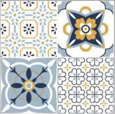 Set 12 placi autocolante din vinil, 30x30 cm, rezistente la apa, model floral multicolor foto